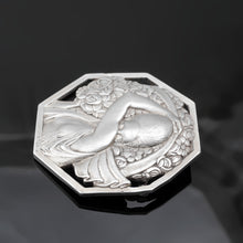 Load image into Gallery viewer, French Art Deco Silvered Bronze Brooch Pierre Turin 'La Porteuse Des Fleurs'