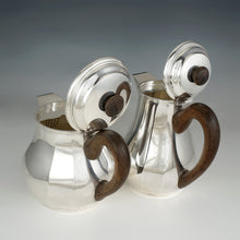 Load image into Gallery viewer, Art Deco French Sterling Silver 4pc Tea Set, Teapot & Coffee Pot