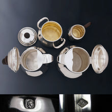 Load image into Gallery viewer, Art Deco French Sterling Silver 4pc Tea Set, Teapot & Coffee Pot