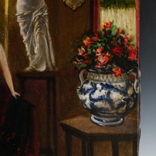Load image into Gallery viewer, Art Deco Portrait of a Lady, Interior Genre Scene, Oil Painting, 1920s Great Gatsby Style Flapper Dress