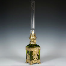 Load image into Gallery viewer, antique French oil lamp, gilt bronze ormolu neoclassical Baccarat glass crystal
