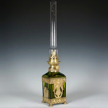 Load image into Gallery viewer, antique French oil lamp, gilt bronze ormolu neoclassical Baccarat glass crystal
