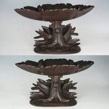 Load image into Gallery viewer, Pair Antique Black Forest Hand Carved Wood Birds & Leaves, Figural Tazzas, Footed Trays, Compote Centerpieces