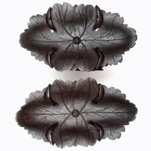 Load image into Gallery viewer, Pair Antique Black Forest Hand Carved Wood Birds & Leaves, Figural Tazzas, Footed Trays, Compote Centerpieces
