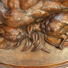 Load image into Gallery viewer, Antique Black Forest Carved Wood Wall Plaque 32" Large Hunting Trophy Fruits of the Hunt Game Birds Animals