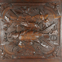Load image into Gallery viewer, Antique Black Forest Carved Wood Panels PAIR Animal Plaques Hunting Game Trophy

