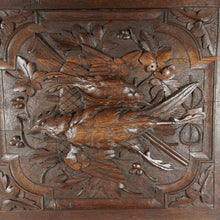 Load image into Gallery viewer, Antique Black Forest Carved Wood Panels PAIR Animal Plaques Hunting Game Trophy