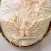Load image into Gallery viewer, Large Antique Victorian 18K Gold Shell Cameo Brooch / Pin, Original Box