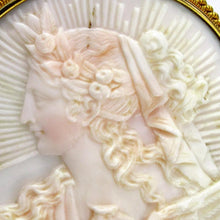 Load image into Gallery viewer, Large Antique Victorian 18K Gold Shell Cameo Brooch / Pin, Original Box