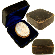 Load image into Gallery viewer, Large Antique Victorian 18K Gold Shell Cameo Brooch / Pin, Original Box