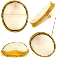 Load image into Gallery viewer, Large Antique Victorian 18K Gold Shell Cameo Brooch / Pin, Original Box