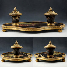 Load image into Gallery viewer, Antique French Chinoiserie Coromandel Lacquer Gilt Bronze Inkwell