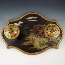 Load image into Gallery viewer, Antique French Chinoiserie Coromandel Lacquer Gilt Bronze Inkwell