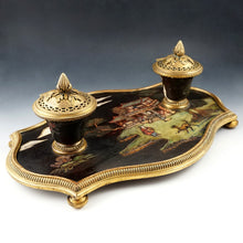 Load image into Gallery viewer, Antique French Chinoiserie Coromandel Lacquer Gilt Bronze Inkwell