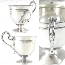 Load image into Gallery viewer, Superb Antique French Sterling Silver Tea Coffee Cup & Saucer Set, Applied Decoration, 201.7g