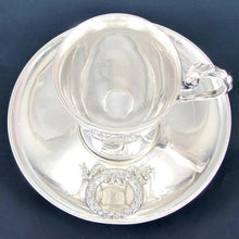 Load image into Gallery viewer, Superb Antique French Sterling Silver Tea Coffee Cup & Saucer Set, Applied Decoration, 201.7g