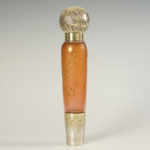 Load image into Gallery viewer, French Sterling Silver Daum Nancy Cameo Glass Signed Liquor Flask, Perfume Bottle, Art Nouveau Repousse