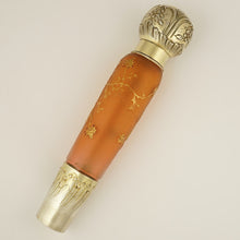 Load image into Gallery viewer, French Sterling Silver Daum Nancy Cameo Glass Signed Liquor Flask, Perfume Bottle, Art Nouveau Repousse