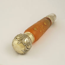 Load image into Gallery viewer, French Sterling Silver Daum Nancy Cameo Glass Signed Liquor Flask, Perfume Bottle, Art Nouveau Repousse