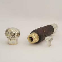 Load image into Gallery viewer, Antique Signed Daum Cameo Glass French Sterling Silver Opera Liquor Flask Bottle