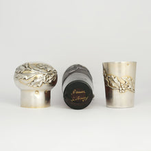 Load image into Gallery viewer, Antique Signed Daum Cameo Glass French Sterling Silver Opera Liquor Flask Bottle