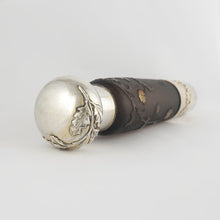 Load image into Gallery viewer, Antique Signed Daum Cameo Glass French Sterling Silver Opera Liquor Flask Bottle