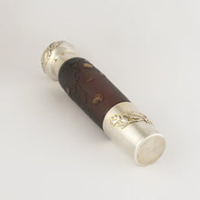 Load image into Gallery viewer, Antique Signed Daum Cameo Glass French Sterling Silver Opera Liquor Flask Bottle