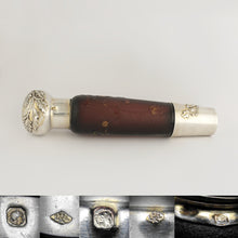 Load image into Gallery viewer, Antique Signed Daum Cameo Glass French Sterling Silver Opera Liquor Flask Bottle