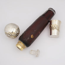 Load image into Gallery viewer, Antique Signed Daum Cameo Glass French Sterling Silver Opera Liquor Flask Bottle