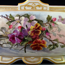 Load image into Gallery viewer, LARGE ANTIQUE FRENCH PORCELAIN JARDINIERE HAND PAINTED ROMANTIC SCENE DATED 1906