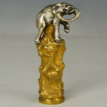 Load image into Gallery viewer, Antique French Silvered & Gilt Bronze Figural Elephant Wax Seal
