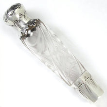 Load image into Gallery viewer, Ornate Antique Art Nouveau French Sterling Silver Liquor Flask, Cut Crystal Engraved Floral Intaglios, by Saglier Freres