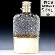 Load image into Gallery viewer, Antique GORHAM Sterling Silver Liquor / Whisky Hip Flask, Twist & Lock Lid, 1888