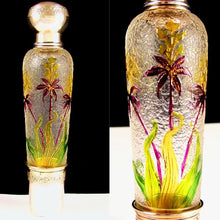 Load image into Gallery viewer, Antique French Sterling Silver Vermeil Art Glass Liquor Bottle Flask