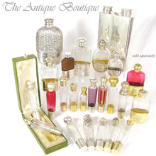 Load image into Gallery viewer, Ornate Antique Art Nouveau French Sterling Silver Liquor Flask, Cut Crystal Engraved Floral Intaglios, by Saglier Freres
