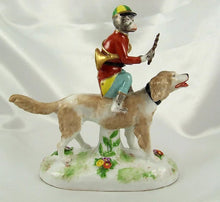 Load image into Gallery viewer, Rare French Porcelain Monkey Band Riding a Dog Figurine