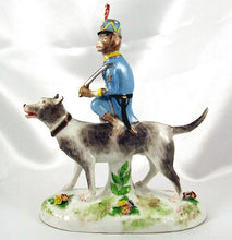 Load image into Gallery viewer, Antique French Porcelain de Paris Monkey Riding a Dog Figurine