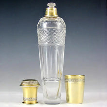 Load image into Gallery viewer, Antique French Sterling Silver Gilt Vermeil Cut Crystal Whiskey Liquor Flask, Lagriffoul & Laval