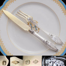 Load image into Gallery viewer, Antique 12pc Art Nouveau French Sterling Silver Dessert Flatware Set
