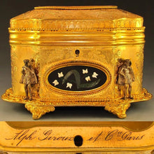 Load image into Gallery viewer, Antique French Signed Giroux Pietra Dura Gilt Bronze Ormolu Jewelry Casket Box
