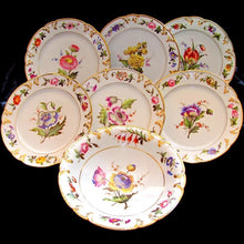 Load image into Gallery viewer, Antique French Paris Porcelain dessert plates, hand painted flowers