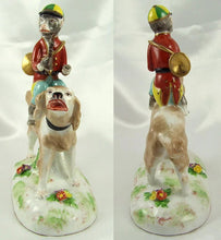 Load image into Gallery viewer, Rare French Porcelain Monkey Band Riding a Dog Figurine