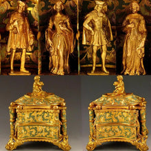 Load image into Gallery viewer, Antique French TAHAN PARIS Gilt Bronze Enamel Jewelry Casket Box, Figural