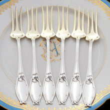 Load image into Gallery viewer, Antique 12pc Art Nouveau French Sterling Silver Dessert Flatware Set