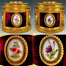 Load image into Gallery viewer, Antique French Signed TAHAN Gilt Bronze & Hand Painted Porcelain Jewelry Casket / Box