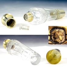 Load image into Gallery viewer, Antique French Sterling Silver Gilt Vermeil Cut Crystal Whiskey Liquor Flask, Lagriffoul & Laval