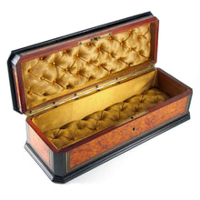Load image into Gallery viewer, Antique French TAHAN Burl Wood Brass Inlaid Jewelry Box / Casket