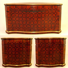 Load image into Gallery viewer, Antique French TAHAN Paris Kingwood Parquetry Inlay Tea Caddy Box