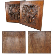 Load image into Gallery viewer, Pair Large Antique Black Forest Hand Carved Wood Panels Fruits of the Hunt Theme Trophy Wall Plaques - Still Life Carving of Birds & Fish, Stingray - Fishing & Hunting Decor