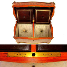 Load image into Gallery viewer, Antique French TAHAN Paris Kingwood Parquetry Inlay Tea Caddy Box